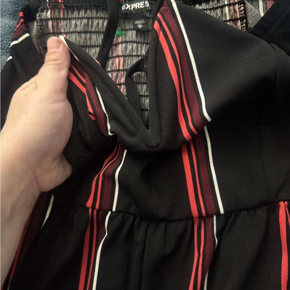 Express Black and Red Striped Wide-Leg Jumpsuit - Picture 3 of 3